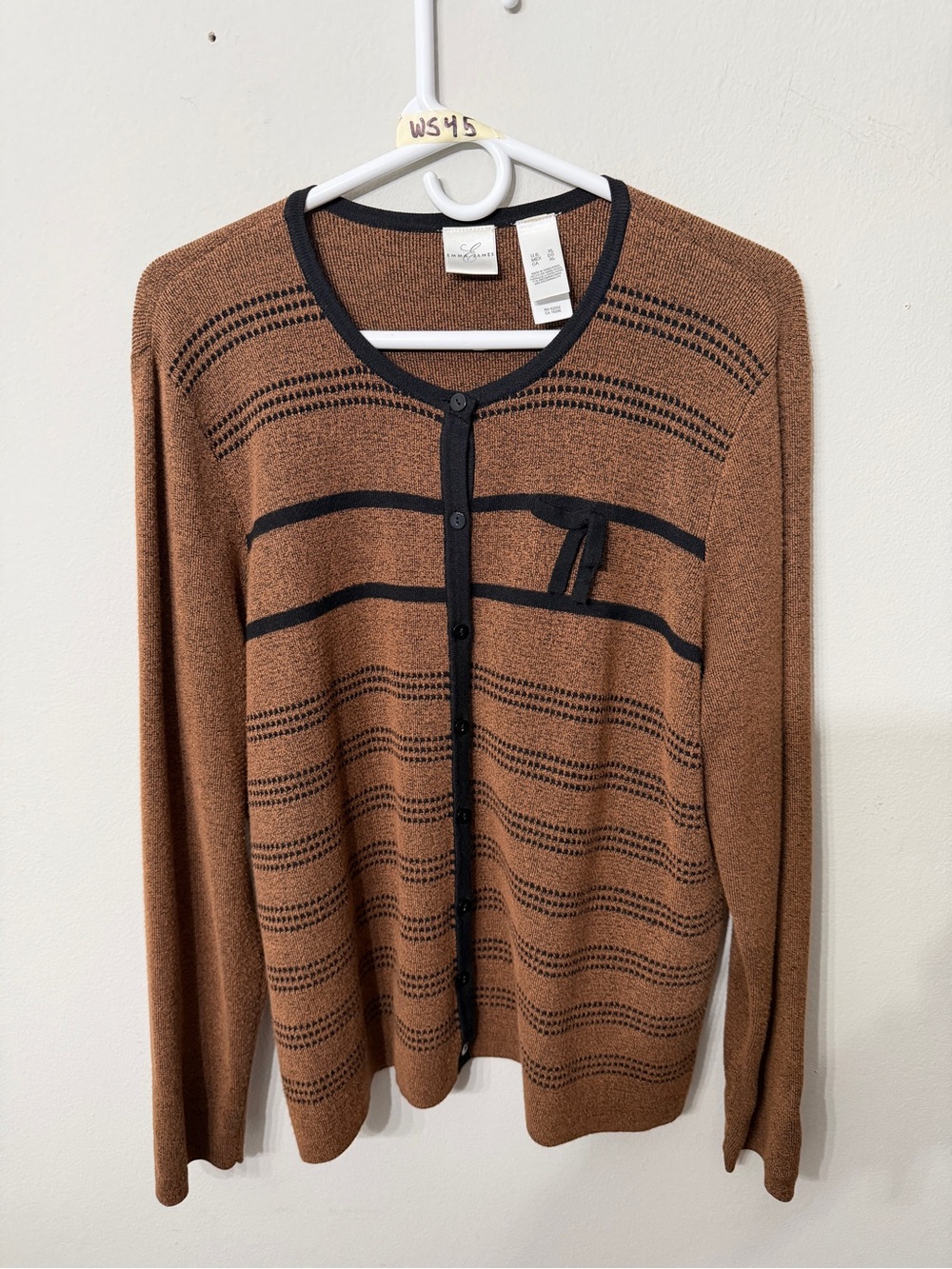 Women’s Emma James 2-Piece Cardigan Sweater Tank Set Brown Black XL